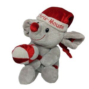 Dan Dee Christmas Chris-Mouse Holding Candy Stuffed Animal 2009 10"